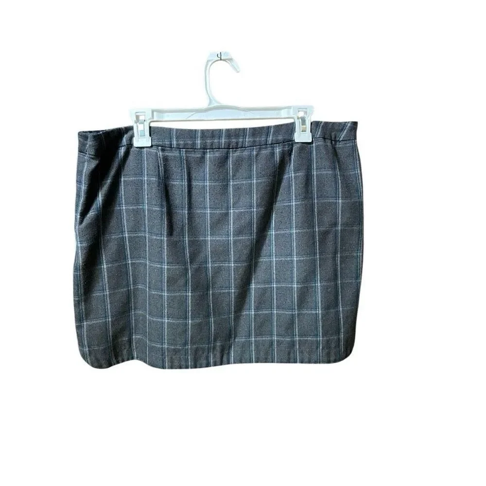 Gap School Girl Gray Checkered Plaid Skirt Fully Lined 16